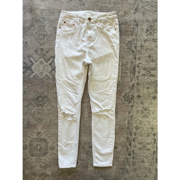 ASOS Ridley Skinny Ankle Grazer White Jeans Rip - Picture 2 of 6